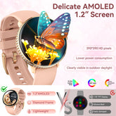 EIGIIS Smart Watch for Women with Diamonds 1.2" AMOLED Touchscreen Fitness Tracker Make/Answer Calls Heart Rate SpO2 Monitor IP68 Waterproof, Sleep & Activity Tracking Smartwatch for iPhone Android Phones
